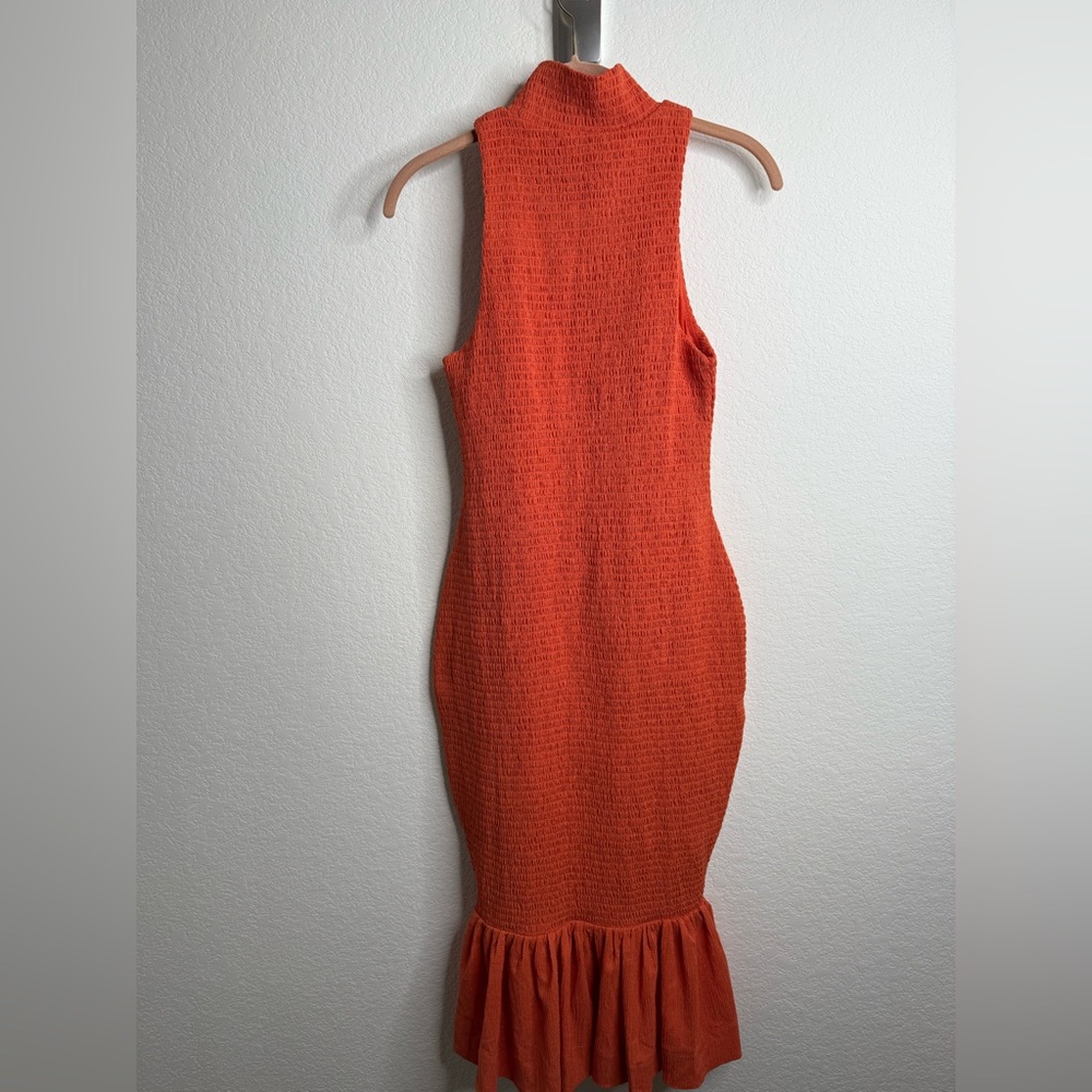 NWT Anthropologie Sleeveless Mock-Neck Textured Midi Dress
Orange Sz Small - Picture 10 of 14